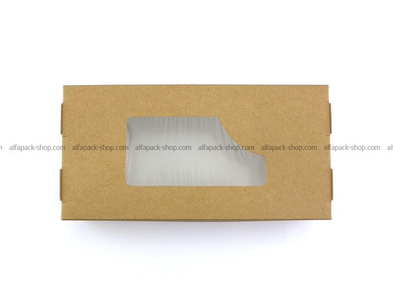 Паперова коробка з віконцем біло-бура MAXI